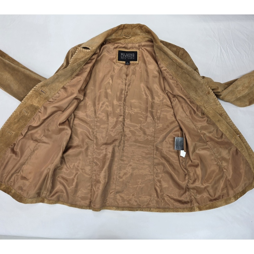 Vtg Wilsons Leather Womens L Suede Leather Jacket Western Festival Rodeo 3372 - Picture 3 of 9